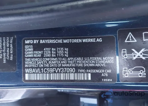 2015 BMW X1 xDrive28I from USA, damaged, VIN WBAVL1C59FVY37090
